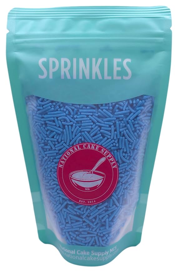 NCS Placid Blue Jimmies Edible Sprinkles – Cupcake, Cake & Cookie Decorations, 7 oz