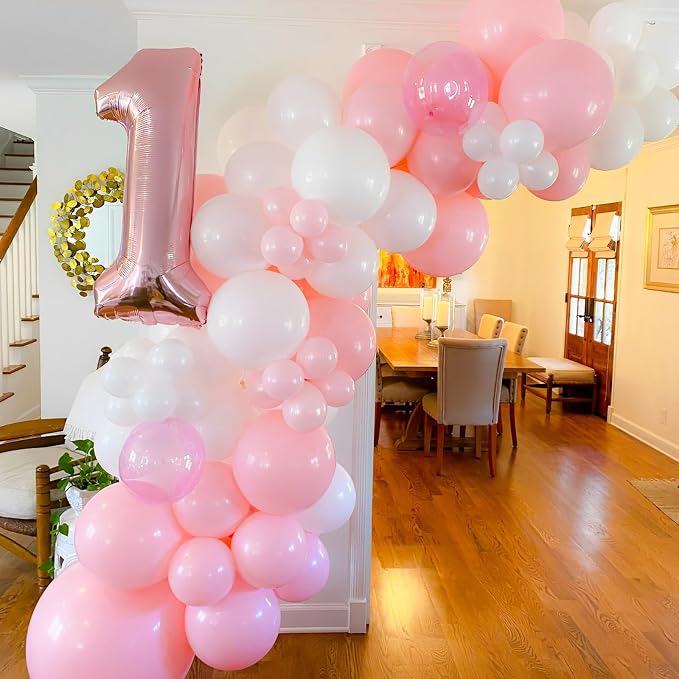 Voircoloria 90pack Light Pink Balloons Different Size 18/12/10/5 Inch Pastel Pink Balloon Garland Arch Kit for Boys Girls Birthday Party, Baby Shower, Wedding, Gender Reveal, Baby Shower Decorations