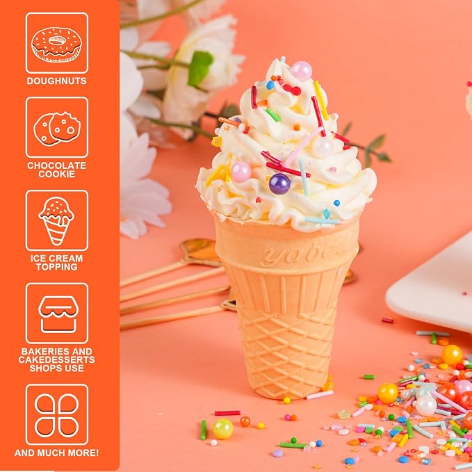 Rainbow Sprinkles for Cake Decorating 7oz Pastel Jimmies Pearls Sanding Sugar Confetti Sprinkles Mix for Donut Cookie Baking Brownies Cupcake Ice Cream Toppings