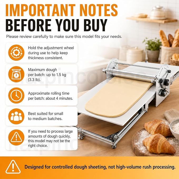 40" Commercial & Home Electric Dough Sheeter, Foldable Dough Roller Machine, Food-Grade Stainless Steel, Adjustable Thickness for Croissants, Puff Pastry, Pasta Sheets, Tortillas, Roti