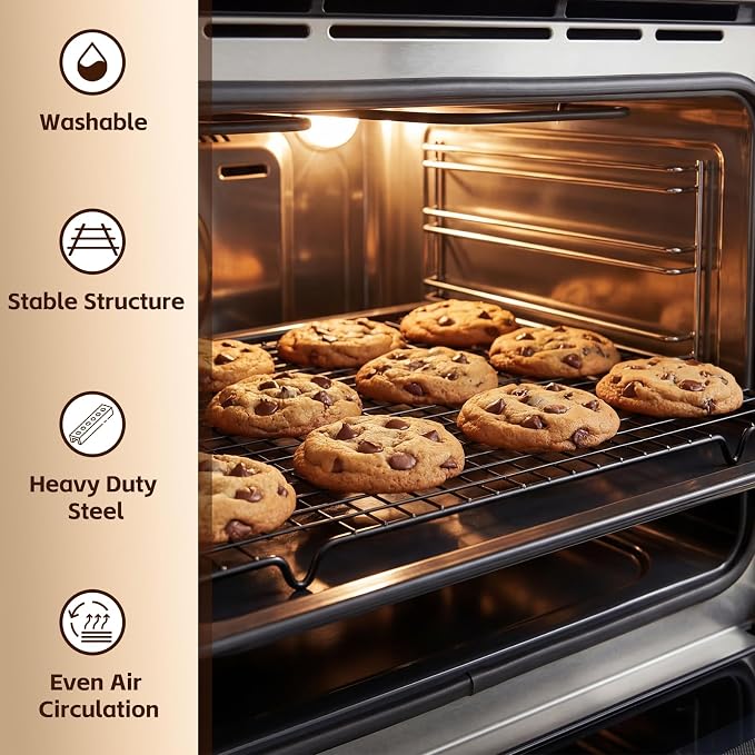 Timeet 5 Tier Upgraded Collapsible Cooling Rack with Adjustable 3 Setting Design, Stackable Baking Rack with Clean Brush, Roasting Cooking Drying Wire Cooling Rack for Cookies Baking ＆ Grilling