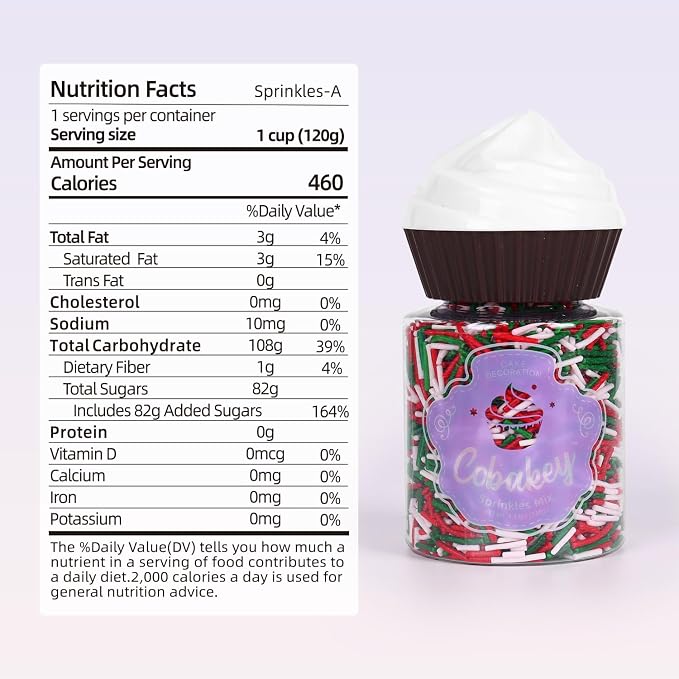 Christmas Jimmies Sprinkles for Cake Decorating 4.2oz Edible Holiday Sprinkles Red Green and White Sprinkles for Cupcake Topper Cookie Chocolate Cake Ice cream Decorations Baking Xmas Party