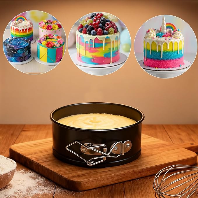 4 Inches Mini Springform Pan, 4-Pack Nonstick Cake Mold Set | Springform Cheesecake Pan, Nonstick Baking Molds for PCheesecakes and Quiches