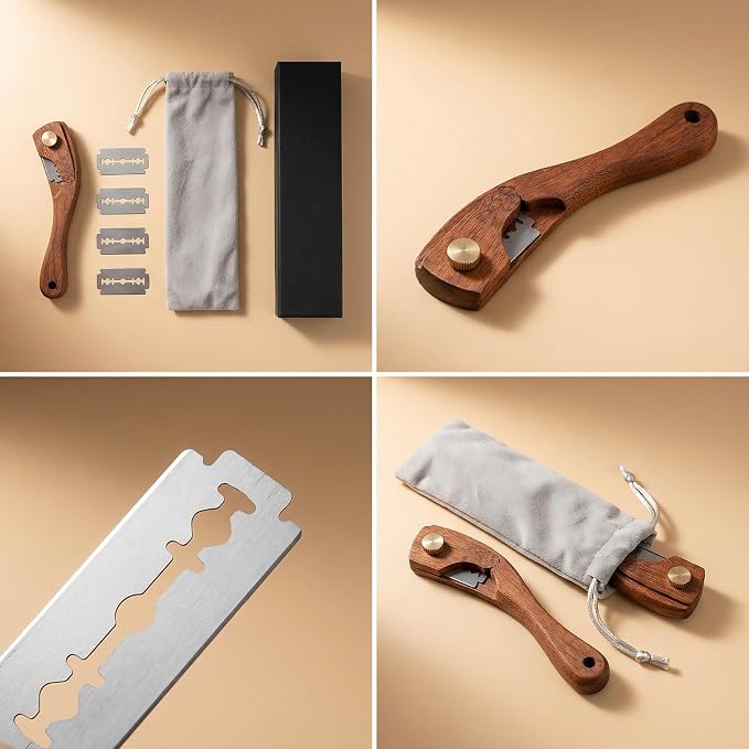 Bread Lamb Dough Scoring Tool, Wooden Sourdough Scorer Tool with 5 Blades, 100% Walnut Wood Scoring Knife for Bread Baking & Sourdough Baking(Gift Box)