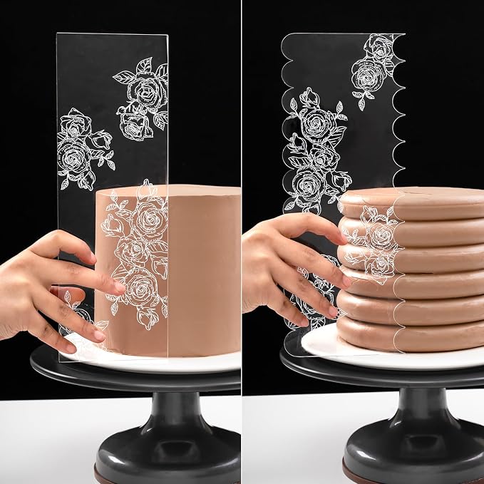 KALAIEN Cake Scraper 10 Pieces Acrylic Cake Smoother, Icing Smoother Cake Frosting Comb Scraper for Cake Decoration