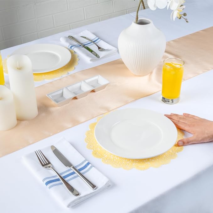 Restaurantware-Pastry Tek 12 x 12 Inch Paper Lace Doilies, 4000 Disposable Table Doilies - Elegant Lace Finish, Long Lasting, Yellow Paper Placemat, for Pastries, Cupcakes, Desserts