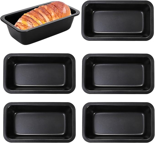 Lawei 6 Piece Non-Stick Mini Loaf Pan - 3.5 x 6 Inch Carbon Steel Bread and Toast Mold, Little Bakeware Pans for Banana Bread, Breads, Small Cakes and Individual Meatloafs