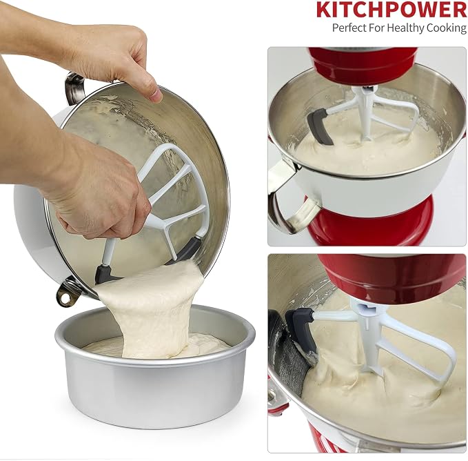KITCHPOWER 6 Quart Flex Edge Beater for KitchenAid Bowl-Lift Stand Mixers, Paddle Attachment Mixer Accessory
