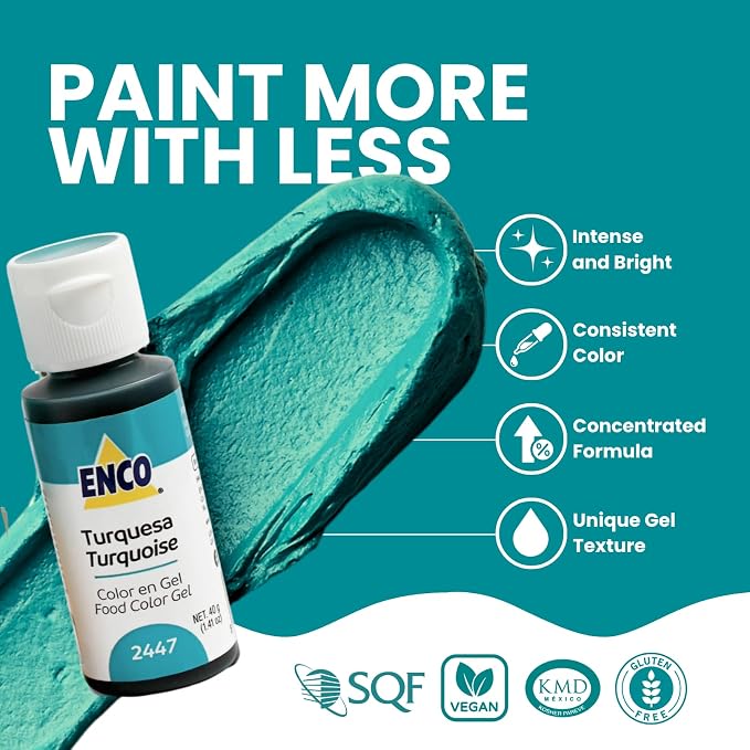 ENCO Food Coloring Gel Turquoise 1.41 oz (40g) Concentrated, Vegan