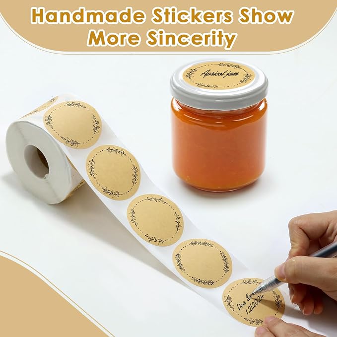 500pcs Canning Stickers Jam and Jelly Jar Labels, Gift Tags 4 Different Wreath Designs, All-Purpose Labels for Mason Jars/Bottle/Name Tags and More(2" Round)