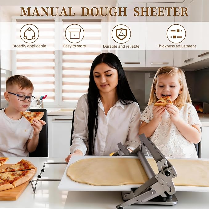 40.9''x15.5" Manual Dough Sheeter with Stainless Steel Roller Foldable Design, Adjustable Thickness Dough Roller Machine for Croissants, Pizza, Pastry, Pie Crust and Baking