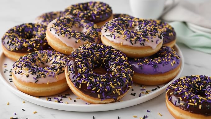 NCS Pearlized Purple, Black & Gold Jimmies Edible Sprinkles – Cupcake, Cake & Cookie Decorations, 7 oz
