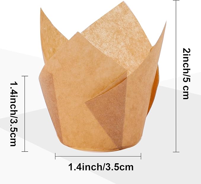 Ruisita 150 Pcs Mini Cupcake Liners Muffin Liners Baking Cups | Tulip Cupcake Liner for Baking Wedding, Birthday, Baby Shower Parties, Brown, Natural, White, Black