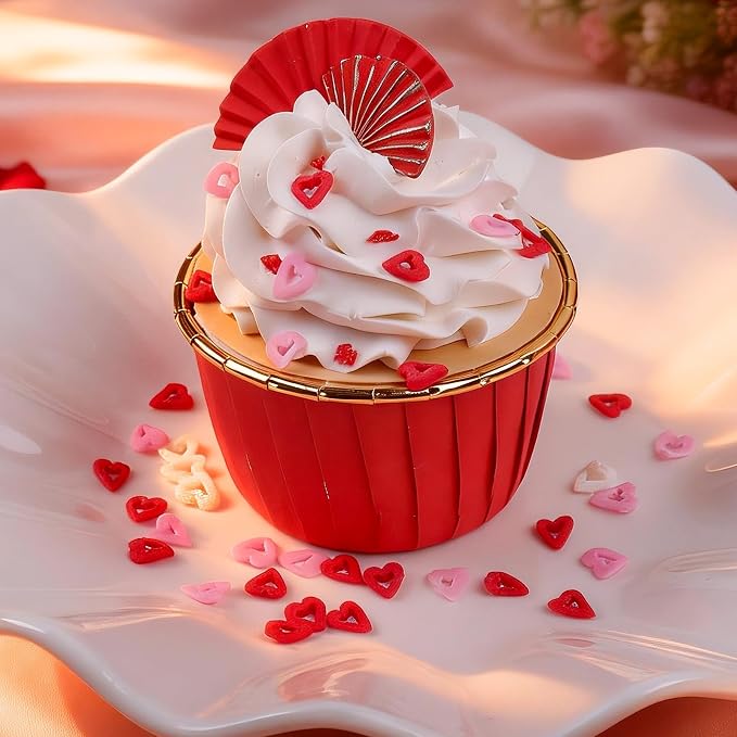 Valentines Sprinkles, 8.8oz Heart Sprinkles for Cake Decorating, 5-Cell Red Pink White Heart Nonpareils Jimmies Mix for Baking, Cookie, Cupcake, Ice Cream, Wedding Party Valentines Supplies