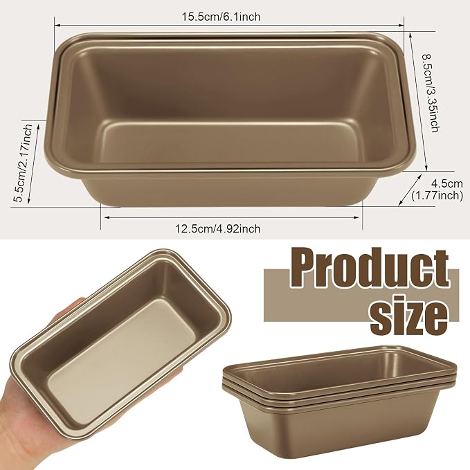 Uiifan 24 Pcs Mini Loaf Pan for Baking Bread Non Stick Small Banana Bread Tins Mini Loaf Pans for Nonstick Tiny Meatloaf Pan Carbon Steel for Oven and Baking (6 * 3.3 * 2inch,Gold)