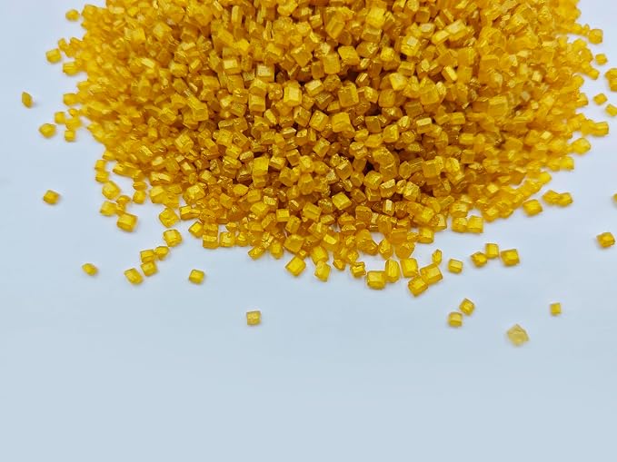 Edible Decorative 5 Ounce Coarse Crunchy Large-grained Gold Sanding Sugar Sprinkles for Baking, Sparkling Crystals for Cakes, Cookies, Cupcakes, Ice Cream Topping and Rimming Sugar