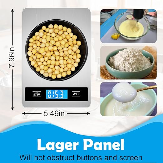 Food Digital Scale 33lb Kitchen Digital Scale Grams and Ounces for Weight Loss Baking Cooking Keto and Meal Prep Backlight LCD Smart Tare Waterproof 304 Stainless Steel