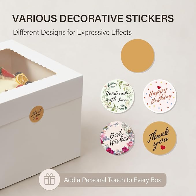 Kootek 4pcs Cake Boxes, 10x10x8 Inches Tall Cake Box with Window, White Bakery Boxes, Large Baking Boxes, Square Cardboard Cake Box for Multi-Layer Cakes, Cake Decorating Supplies for Gift Giving