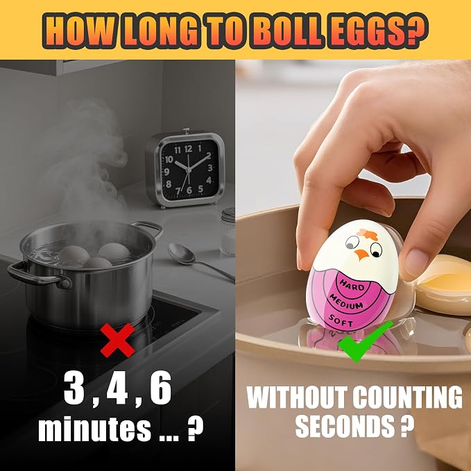Egg Timer for Hard Boiled Eggs Soft Boiled Color Changing Indicator Tells When Eggs are Ready, Purple 2pcs