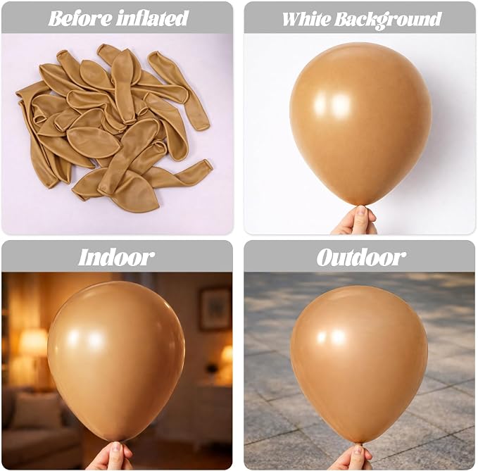 Voircoloria 90pack Brown Balloons Different Size 18/12/10/5 Inch Brown Balloon Garland Arch Kit for Graduation, Wedding, Birthday, Princess Theme Party, Valentine's Day Party Decorations