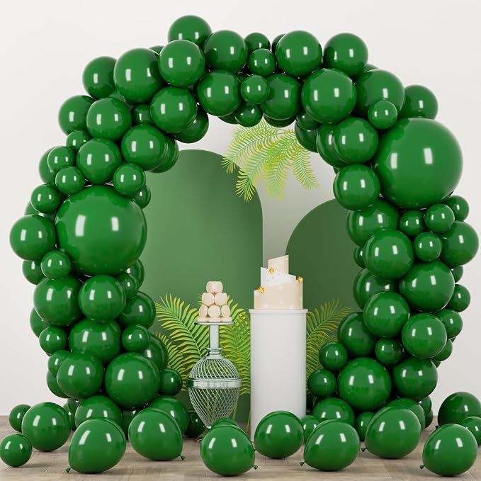 Voircoloria 90pack Dark Green Balloons Different Size 18/12/10/5 Inch Green Balloon Garland Arch Kit for Birthday, Graduation, St. Patrick's Day, Christmas, Baby Shower, Dinosaur Party Decorations