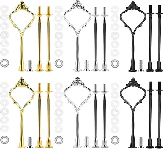 BetterJonny 6 Sets 3 Tier Cake Plate Stand Handle, Cake Stand Hardware Handle Fittings Holder for Wedding and Party Making Dessert Platter Stand