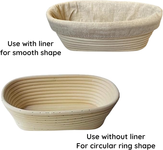 10 Inch Oval Bread Banneton Proofing Basket Set of 2, Sourdough Proofing Basket kit for Artisanal Baking – Bread Making Tools For Professional & Home Bakers (10 inch oval- 2 pack)