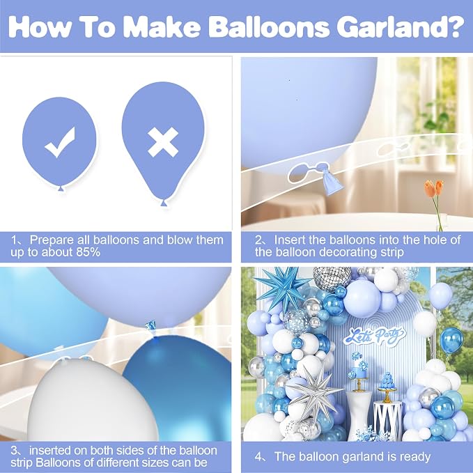 Blue White Silver Balloon Arch Garland Kit with Disco Ball Balloons Star Foil Balloons for Boys Men Disco Birthday Party Graduation Decorations