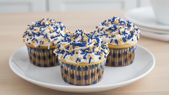 NCS Dark Blue, Gold & White Jimmies Edible Sprinkles – Cupcake, Cake & Cookie Decorations, 7 oz
