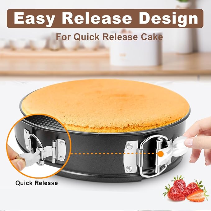 Springform Pan 9 Inch Nonstick, 9 Springform Cheesecake Pan with Silicone Protector, Leakproof Spring Form Pan for Cheesecake, 9 Inch Springform Cheese Cake Pans for Baking with 50 Parchment Paper