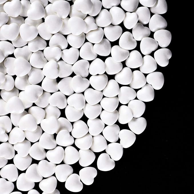 Kasvan White Heart Shapes Sprinkles - Edible Candy Pearls 130g/4.58 Oz, Mix Size, Baking Cake Decorations, Ice Cream Toppings and Cookie Decorating, Wedding Party Chirstmas Supplies (White)