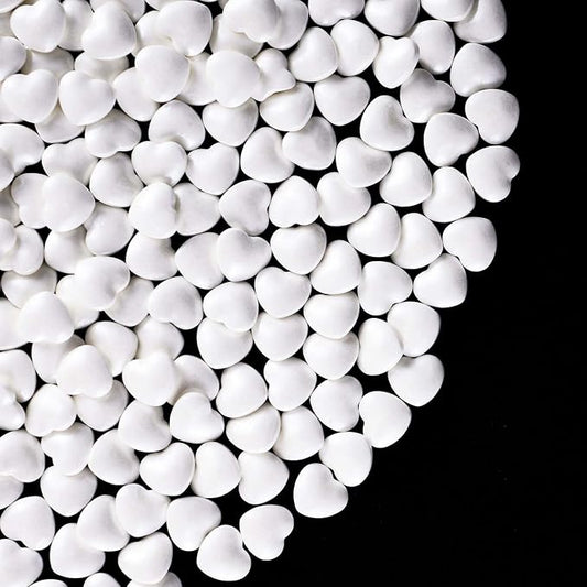 Kasvan White Heart Shapes Sprinkles - Edible Candy Pearls 130g/4.58 Oz, Mix Size, Baking Cake Decorations, Ice Cream Toppings and Cookie Decorating, Wedding Party Chirstmas Supplies (White)