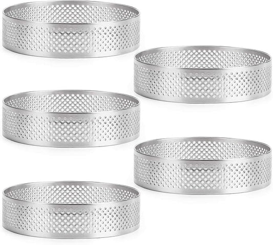 3Inch Tart Rings for Baking Stainless Steel Nonstick & Vented Tart Molds,Perforated Pastry Molds,Rust-Proof,Easy Release Crusts,Fruit Tarts, Pie Crusts & French Dessert Tart Pans for Home Bakers