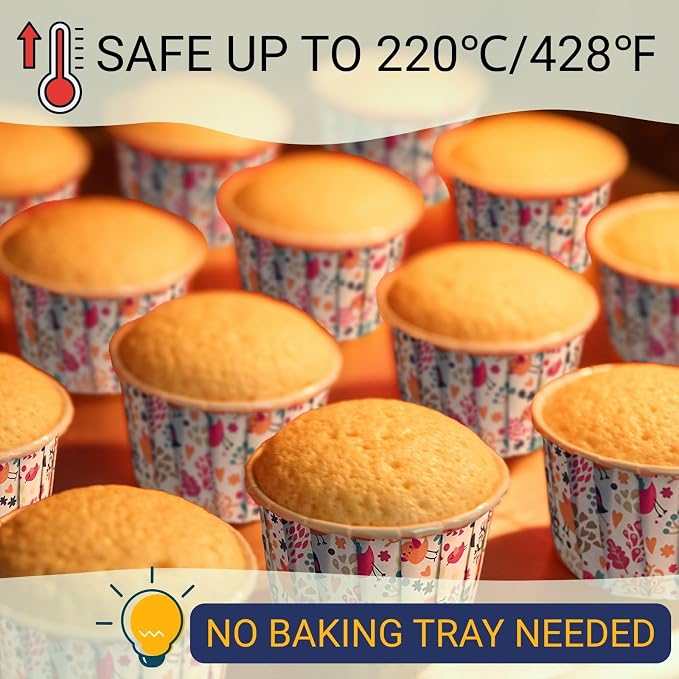 Cupcake Liners 50 Pack, Miliocry 3.5oz Mini Cupcake Cups for Baking, Disposable Paper Baking Cups Cake Containers Muffin Liners Wrappers Holders for Wedding Birthday Party