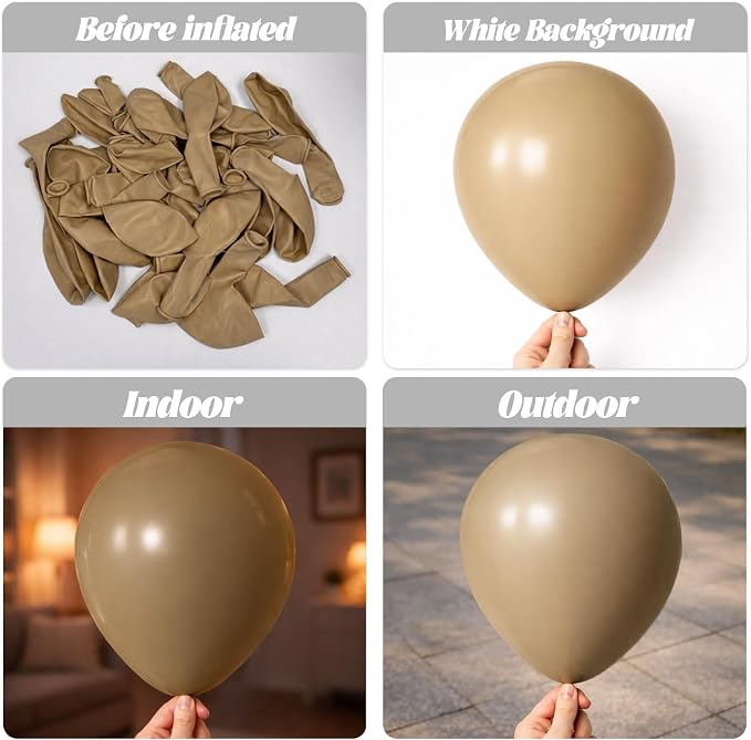Voircoloria 105pcs Khaki Balloons 12inch Party Latex Balloons for Boys Girls Birthday Baby Shower Gender Reveal Wedding Sunflower Party Decorations