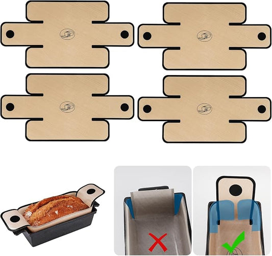 NiHome 4-Pack Silicone Bread Loaf Pan Liners, Reusable and Nonstick Silicone Bread Sling, Fit for 9x5, 9.5x5, and 10x5 Inch Loaf Pans, Dishwasher Safe, Easy to Clean - Brown base with black edges