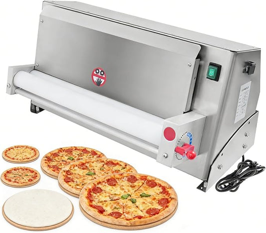 Electric Dough Sheeter Machine Pasta Maker Machine for Icing Pizza Dough Roller Sheeter Automatic Commercial Pizza Press Stainless Steel for Bread Marzipan and Puff Pastry (450W)