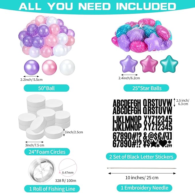 Simgoing 103 Pcs DIY Giant Friendship Bracelet Lei Kit Extra Large Beads Garland Jumbo Birthday Friendship Banner Kit Famous Singer Customizable Party Decor for Classroom(Pearlescent Macaron Color)