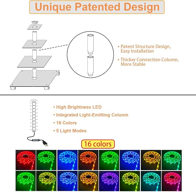 Cupcake Stand Acrylic 4 Tier Tower Display Cupcake Cake Stand with Remote LED Light,Multiple Color Changing Modes,Transparency Serving Tray for Any Parties Events(Large Size)