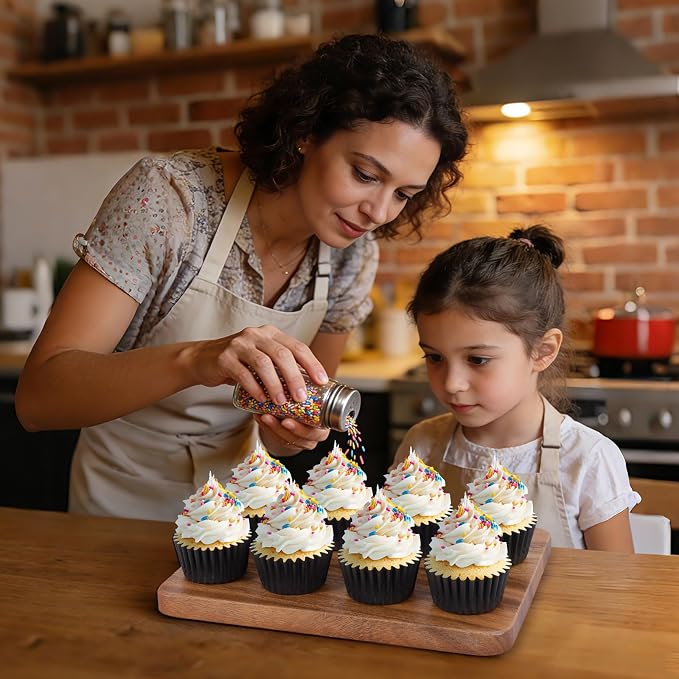 Caperci Heavy Duty Black Cupcake Liners 150pcs - Standard Grease-Resistant Paper Muffin Baking Cups, Odorless, No Muffin Pan Needed, Easily Peels (Black)