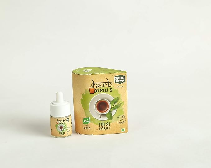 Spice Drop Holy Basil Extract - Immunity Booster Herbal Tea/Tulsi Drops - Authentic Indian Herbal Mix - Natural & Ayurvedic - Rich Aroma - No Added Color or Preservative - Vegan - 0.17 Oz Pack Of 3