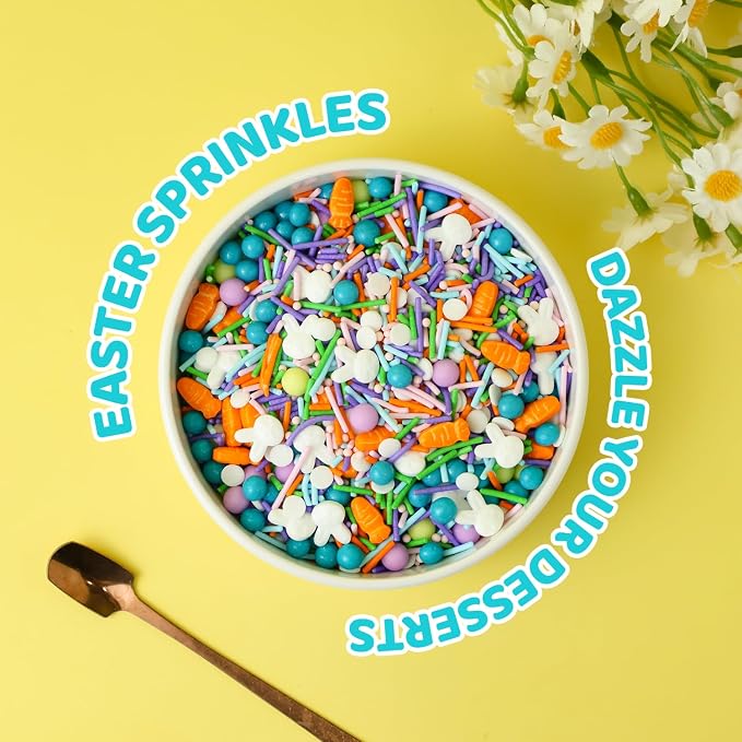 Purple Easter Sprinkles for Cake Decorations, 3.52oz Carrot Sprinkles Edible for Cupcakes Topper for Cupcakes Topper Baking Cookies Easter Spring Party Supplies