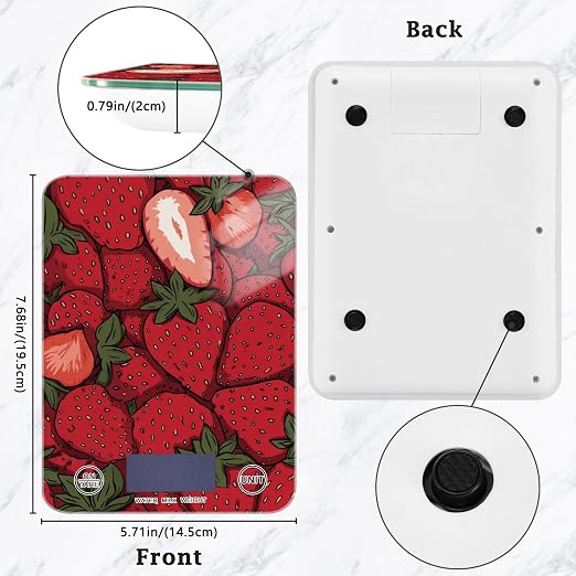 Food Scale Kitchen Scale for Baking Cooking Digital Food Weighing Measuring Scale Small Waterproof Electric Food Scale Cartoon Red Strawberry