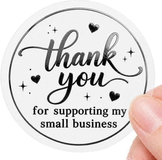 100PCS Thank You for Supporting My Small Business Stickers, Clear Black Thank You Labels for Packaging, Gift Bags, Bakery Boxes & Handmade Business Orders 1.6 Inch (Business)