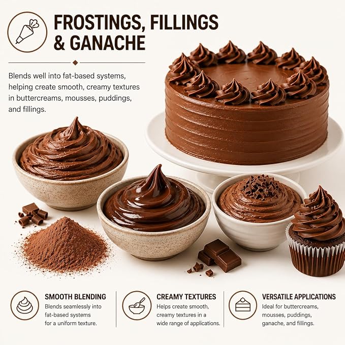 ifison Cocoa Powder Unsweetened Dutch Processed Extra Fine 1 lb (454 g) | Premium Dark Chocolate Flavor, Perfect for Baking, Frostings, Fillings, Hot Chocolate, Smoothies, Desserts, Allergen Free