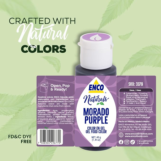 ENCO Natural Food Coloring Gel Purple (1.41 oz) – No Artificial Dyes, Vibrant Colors for Icing, Buttercream & Fondant – Kosher & Vegan Colors – Baking & Cake Decorating