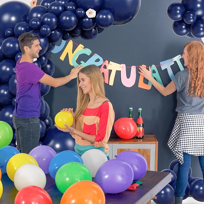 104pcs Navy Blue Balloons - 18/12/10/5 Inch Deep Blue Latex Balloons Garland Arch Different Sizes Pack for Graduation, Father’s Day, Independence Day, Baseball Party Decor