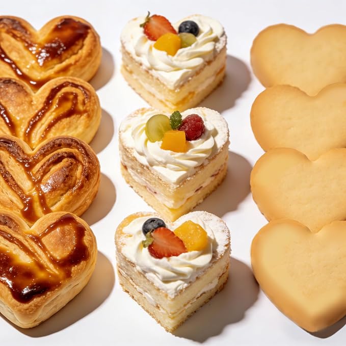 Heart Cookie Cutters, 5 Piece Biscuit Cutters with Handle, Stainless Steel Heart Shaped Cookie Cutter for Sandwiches, Cookie, Biscuit
