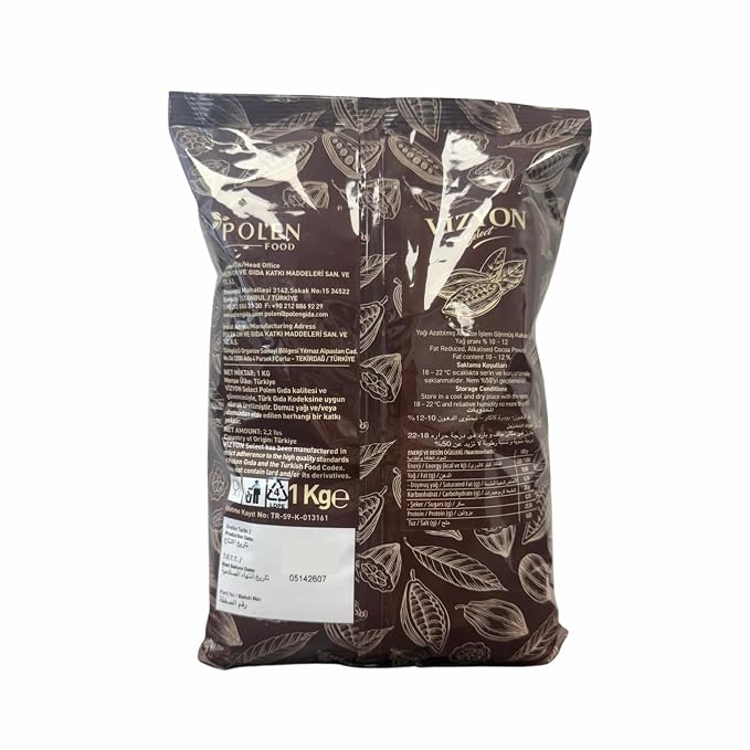 Vizyon Select Cocoa Powder 2.2 lb, Dutch Process Alkalized Unsweetened Baking Cocoa, 10–12% Cocoa Fat Content