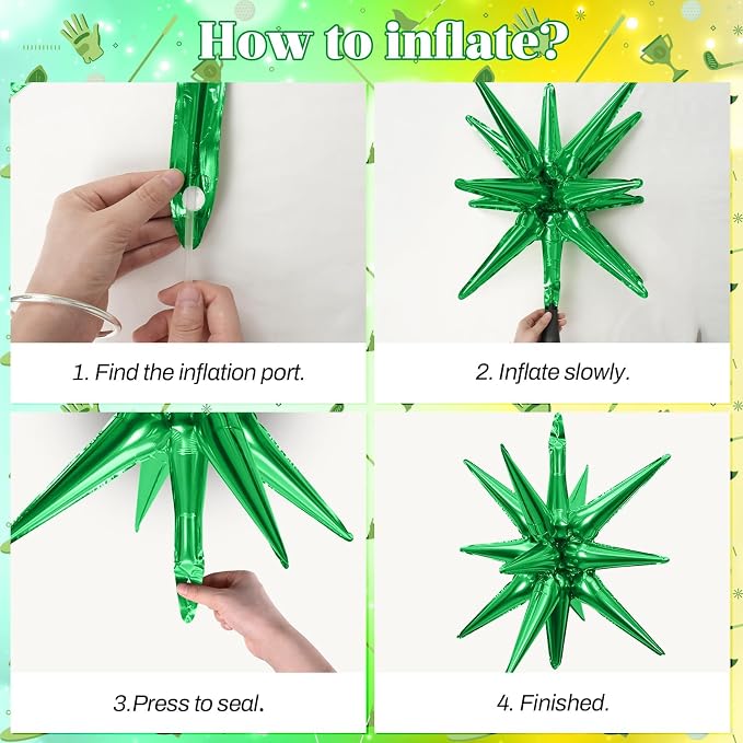 Green Yellow White Balloon Arch Garland Kit, Golf Hole In One Birthday Decorations with Foil Star Balloons for Golf First Birthday Lets Par-tee Sports Themed Party Retirement Decorations Supplies